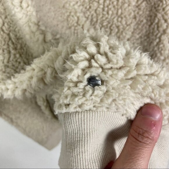 Nordstrom Zella‎ Sherpa Fleece Pullover Hoodie Size XL Beige Cream Sweater Hood - Picture 8 of 11